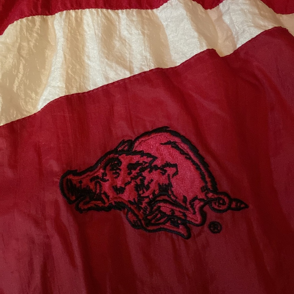 90s Vintage Arkansas Razorbacks Pro Player Windbreaker Jacket M Go Hogs - Picture 4 of 8